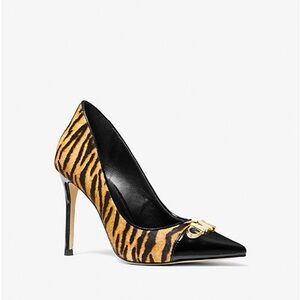 Michael Kors Parker Pump in Marigold - Tiger printed leather pointed stilettos